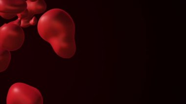 Siyah arkaplanda yükselen kırmızı sıvı boya baloncukları ile soyut arkaplan, pürüzsüz döngünün canlandırması