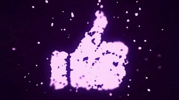 Flying Fluid Liquid Particles Form Likes Symbol Dark Background Animation — Stock Video