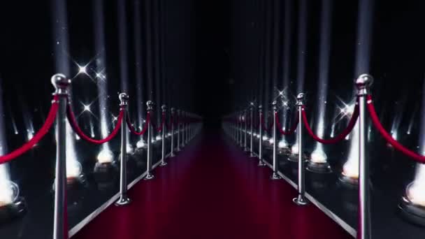 Abstract Animation Slow Move Red Carpet Light Bulbs Projectors Glossy — Stock Video