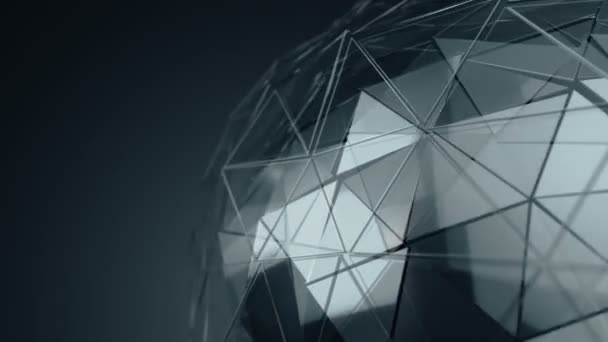 光滑多边形表面旋转玻璃球体的深绿色动画 无缝回路动画的抽象背景 — 图库视频影像