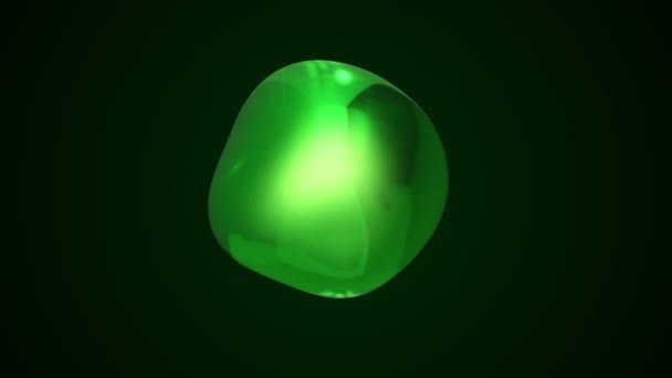 Abstrakcyjne Tło Zieloną Bańką Płynnej Farby Płynącej Czarnym Tle Animacja — Wideo stockowe