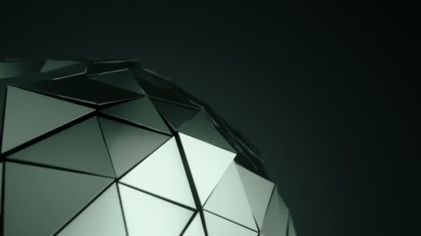 Абстрактний Фон Темно Зеленою Анімацією Обертової Скляної Сфери Гладкою Багатокутною — стокове відео