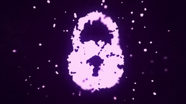 Fluido Voador Partículas Líquidas Formam Símbolo Bloqueio Fundo Escuro Animação — Vídeo de Stock