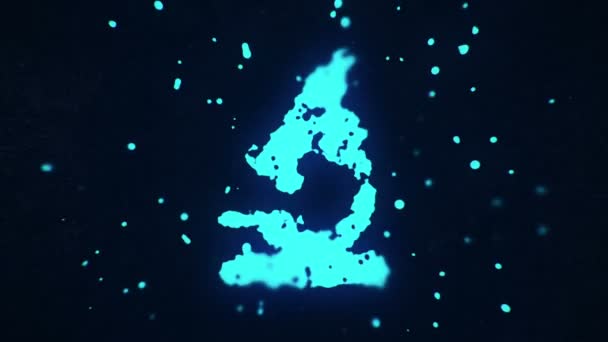 Flygande Vätska Och Flytande Partiklar Bildar Mikroskop Neon Blå Mörk — Stockvideo