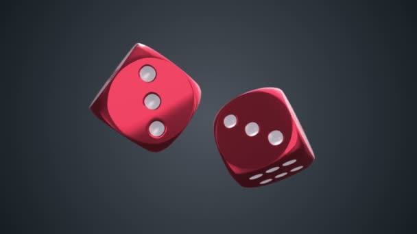 Animación Rotación Lenta Dos Dados Para Casino Bucle Sin Costuras — Vídeos de Stock