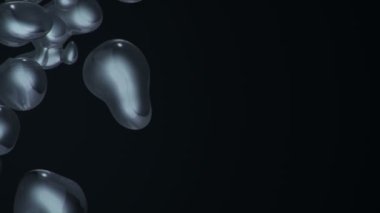 Siyah arkaplanda yükselen gri sıvı boya baloncukları ile soyut arkaplan, dikişsiz döngünün animasyonu