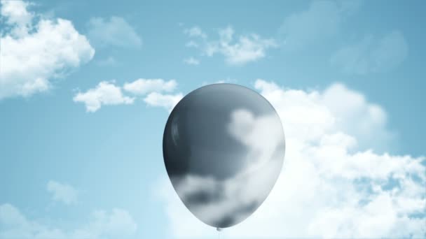 Animation Flying Grey Helium Balloons Cloudy Sky Animation Seamless Loop — Stock Video