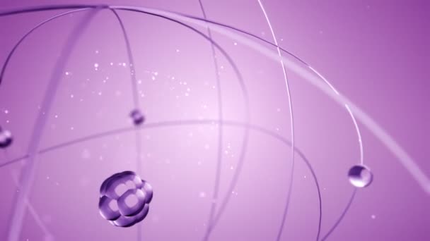 animation violette de l'atome de rotation lente à partir du verre, Animation de boucle sans couture  