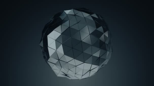Abstract Background Dark Green Animation Rotating Glass Sphere Smooth Polygonal — Stock Video