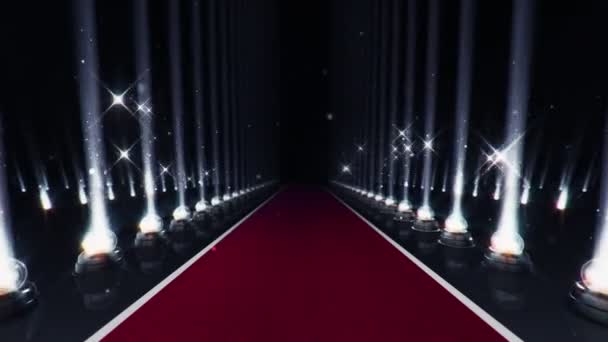 Animation Abstraite Mouvement Lent Sur Tapis Rouge Avec Ampoules Pour — Video