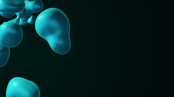 Abstract Background Blue Liquid Bubbles Paint Flowing Black Background Animation — Stock Video