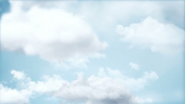 Animación Vuelo Sobre Nubes Blancas Sobre Fondo Azul Del Cielo — Vídeos de Stock