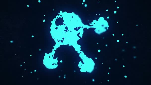 Uçan Sıvı Sıvı Parçacıklar Koyu Arkaplanda Neon Mavisi Oluştururlar — Stok video