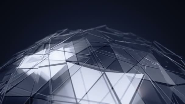 Abstract Background Dark Grey Animation Rotating Glass Sphere Smooth Polygonal — 비디오