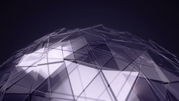 Абстрактний Фон Темно Фіолетовою Анімацією Обертової Скляної Сфери Гладкою Багатокутною — стокове відео