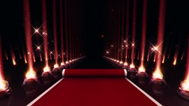 放映机用灯泡与落下来的粒子在背景下摇曳 在光滑的地板上缓慢移动的抽象动画 无缝循环动画 — 图库视频影像