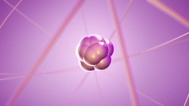 animation violette de l'atome de rotation lente à partir du verre, Animation de boucle sans couture  