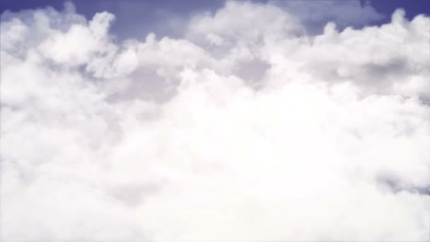 Animation Des Fluges Über Weiße Wolken Auf Violettem Himmelshintergrund Animation — Stockvideo