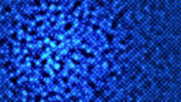 Абстрактная Поверхность Блестящими Голубыми Вибрирующими Мозаичными Клетками Молекул Черном Фоне — стоковое видео