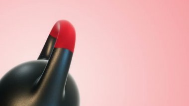 Pembe arka planda dönen kettlebell animasyonu, fitness ve atletizm kavramı. Kusursuz döngünün animasyonu