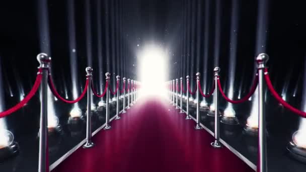 Abstract Animation Slow Move Red Carpet Light Bulbs Projectors Glossy — Stock Video