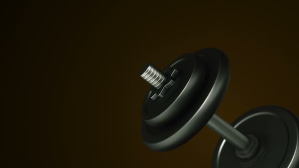 Animation Rotating Dumbbell Dark Background Concept Fitness Athletics Animation Seamless — Stock Video