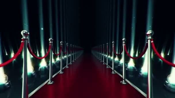 Abstract Animation Slow Move Red Carpet Light Bulbs Projectors Glossy — Stock Video