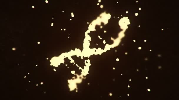 空飛ぶ流体と液体の粒子は暗い背景にDnaシンボルを形成し シームレスなループのアニメーション — ストック動画