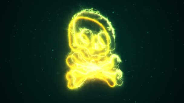 Animacja Zapalającego Się Symbolu Czaszki Ciemnym Tle Płynna Pętla — Wideo stockowe