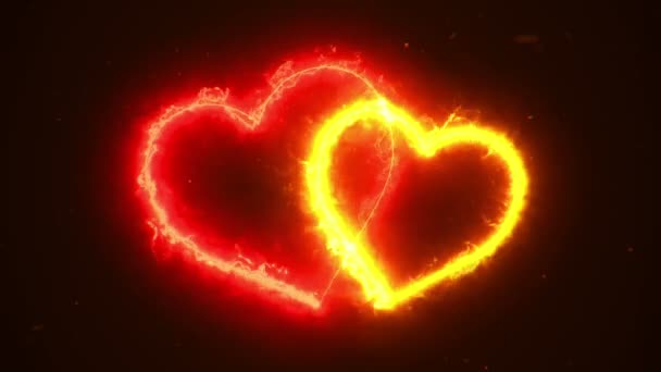 Κινούμενο Σχέδιο Φωτιάς Που Πηγάζει Από Σύμβολα Καρδιάς Κινούμενα Σχέδια — Αρχείο Βίντεο