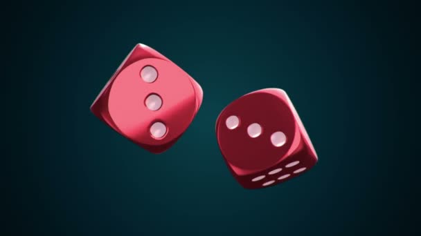 Animación Rotación Lenta Dos Dados Para Casino Bucle Sin Costuras — Vídeo de stock