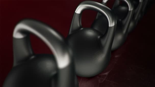 Animáció Kettlebells Sötét Háttérrel Koncepció Fitness Atlétika Zökkenőmentes Hurkok Animációja — Stock videók