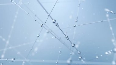 Mavi zemin üzerinde süzülen su damlalarının soyut animasyonu pürüzsüz döngü animasyonu