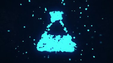 uçan sıvı ve sıvı parçacıklar koyu arkaplanda neon mavisi oluştururlar.
