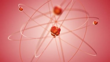 Camdan yavaş dönen atomun kırmızı animasyonu, kusursuz döngünün animasyonu 