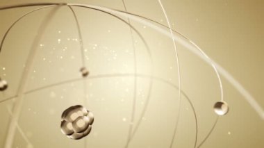 Camdan yavaş dönen atomun altın animasyonu, kusursuz döngünün animasyonu 