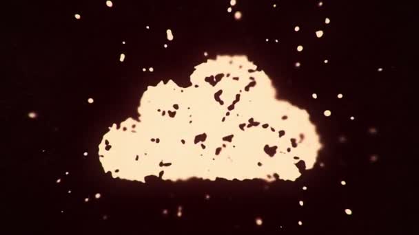 Symbol Flygende Væsker Flytende Partikler Danner Skyer Mørk Bakgrunn Animasjon – stockvideo