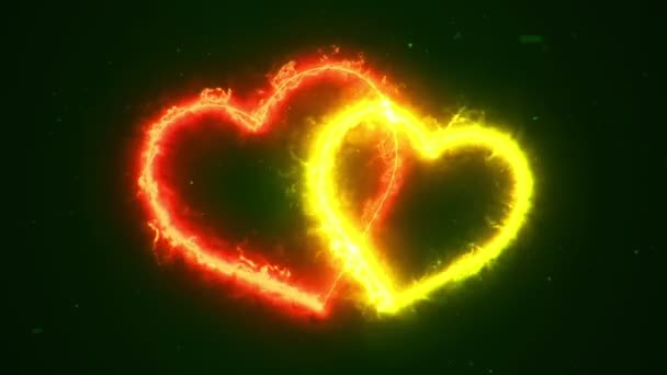 Animation Fire Flowing Heart Symbols Animation Seamless Loop — Stock Video