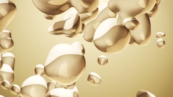 金色の背景に水性塗料の泡が流れ込む抽象的な背景 シームレスなループのアニメーション — ストック動画