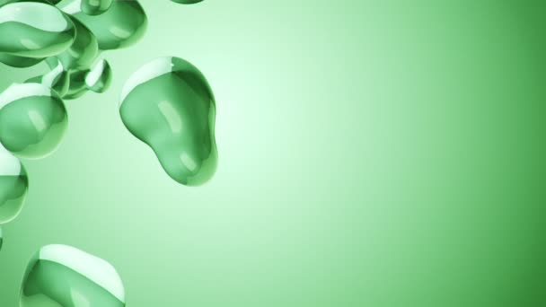 Abstraktní Pozadí Tekutými Bublinami Barvy Tekoucí Zeleném Pozadí Animace Bezešvé — Stock video