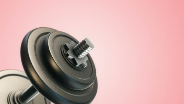 Animation Rotating Dumbbell Pink Background Concept Fitness Athletics Animation Seamless — Stock Video