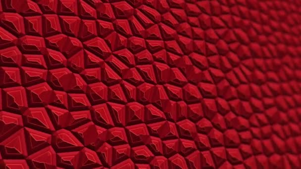 surface vibrante rouge abstraite avec des cellules mosaïques de molécules, toile de fond de la biologie et de la microbiologie, animation de boucle transparente  