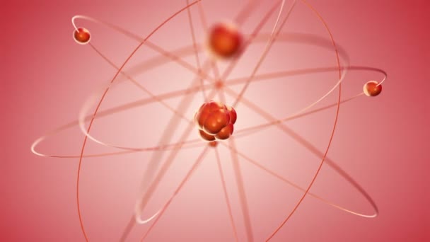 animation rouge de l'atome de rotation lente à partir du verre, Animation de boucle sans couture  