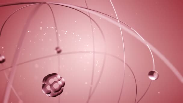 Rote Animation Des Sich Langsam Drehenden Atoms Aus Glas Animation — Stockvideo