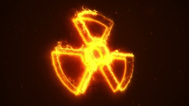 带有燃烧的放射性标志的摘要背景 3D渲染 — 图库视频影像
