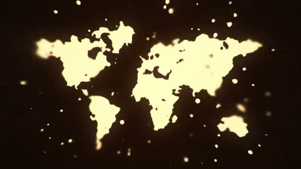 Літаюча Рідина Рідкі Частинки Утворюють Символ Карти Землі Темному Фоні — стокове відео