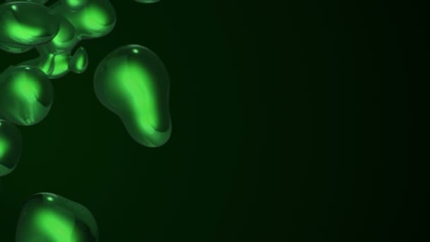 黑色底色上喷涂绿色液体气泡的抽象背景 无缝环路动画 — 图库视频影像