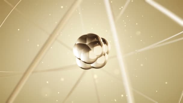 animation dorée de l'atome de rotation lente à partir du verre, Animation de boucle transparente  