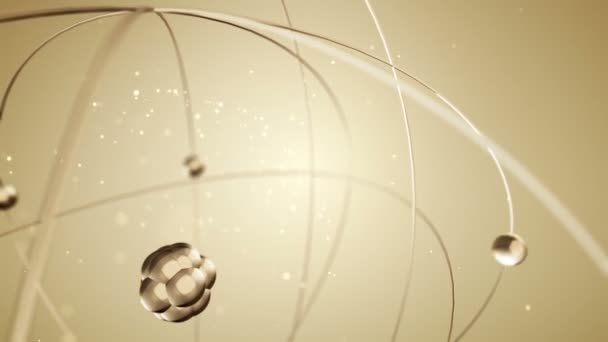 animation dorée de l'atome de rotation lente à partir du verre, Animation de boucle transparente  