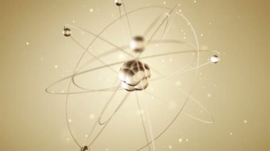 Camdan yavaş dönen atomun altın animasyonu, kusursuz döngünün animasyonu 